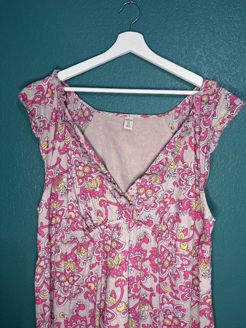 Linen / Cotton vibrant floral feminine midi dress